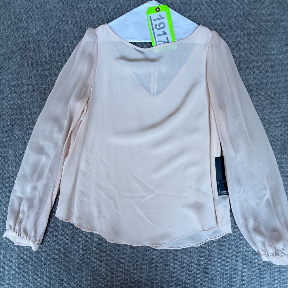 Dolce Vita Blouse Top Womens M Blush Pink Long Sleeve Date Night Lace-Back Panel